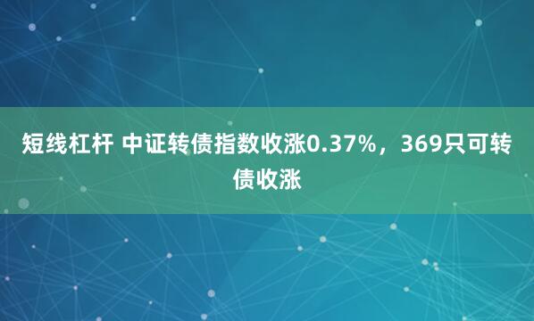 短线杠杆 中证转债指数收涨0.37%，369只可转债收涨