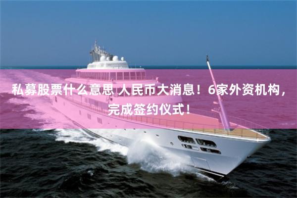 私募股票什么意思 人民币大消息！6家外资机构，完成签约仪式！