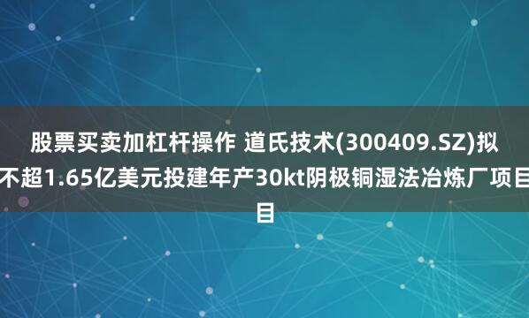 股票买卖加杠杆操作 道氏技术(300409.SZ)拟不超1.65亿美元投建年产30kt阴极铜湿法冶炼厂项目